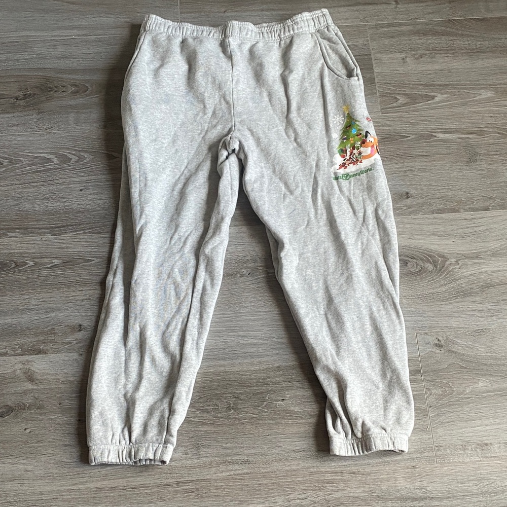 Disney Gray Joggers with Festive Christmas Design
